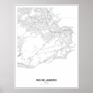Rio de Janeiro Brasilien, Minimalist kartaaffisch Poster