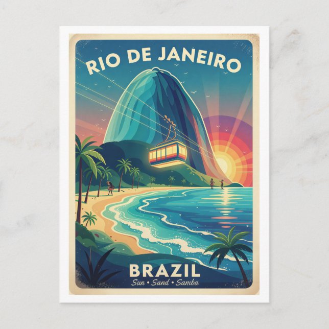 Rio de Janeiro Brasilien Resa 1950-tal Retro Vykort (Framsida)