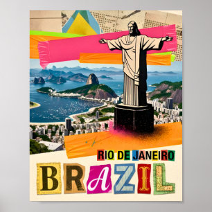 Rio de Janeiro Brasilien Retro Collage Resa Poster