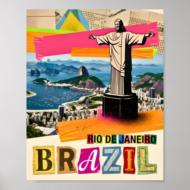 Rio de Janeiro Brasilien Retro Collage Resa Poster (Framsidan)