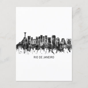 Rio de Janeiro Brasilien Skyline BW Inbjudan Vykort