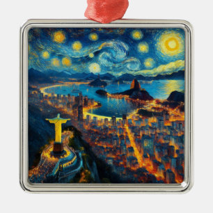 Rio De Janeiro Brasilien Starry Night Julgransprydnad Metall