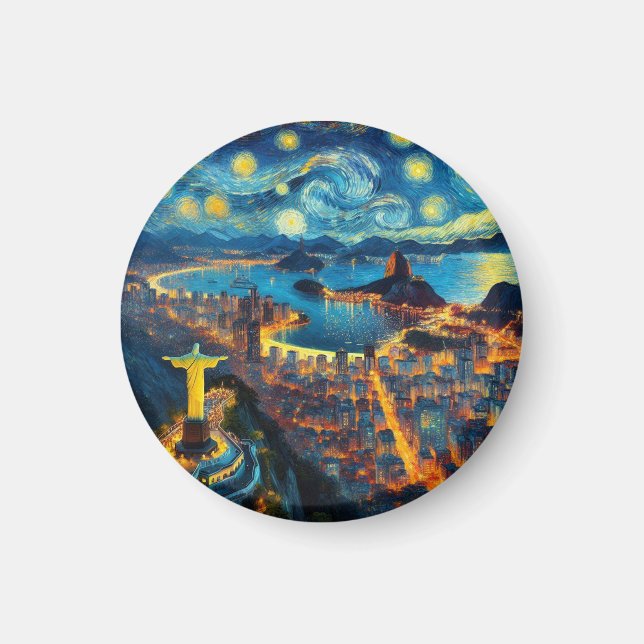 Rio De Janeiro Brasilien Starry Night Magnet (Framsidan)