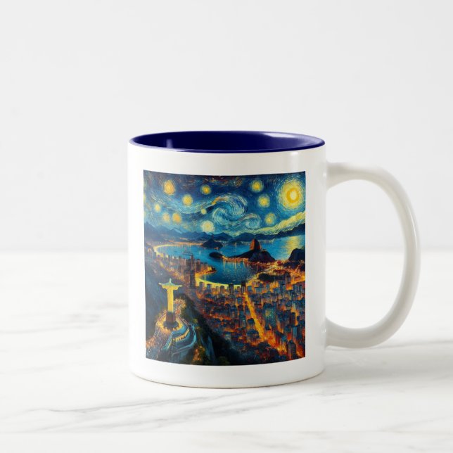 Rio De Janeiro Brasilien Starry Night Två-Tonad Mugg (Höger)