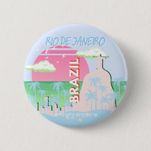 Rio de Janeiro Brasilien Travel Art Blue Illustrat Knapp