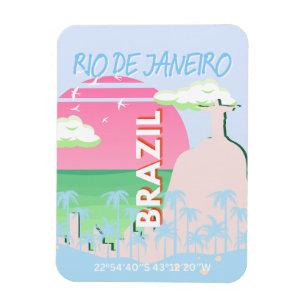 Rio de Janeiro Brasilien Travel Art Blue Illustrat Magnet