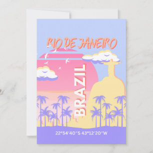 Rio de Janeiro Brasilien Travel Art Blue Poster Julkort