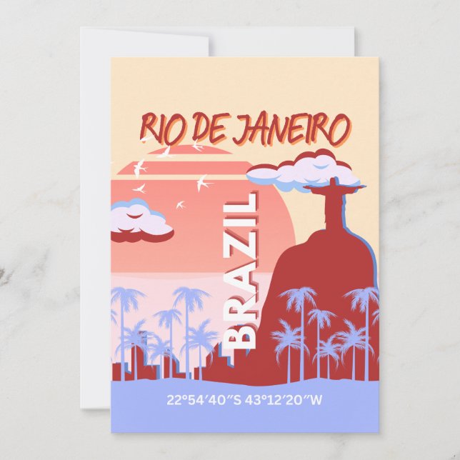 Rio de Janeiro Brasilien Travel Art Retro Poster Julkort (Framsida)