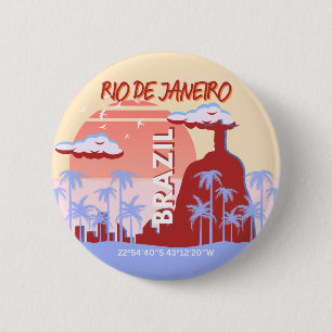 Rio de Janeiro Brasilien Travel Art Retro Poster Knapp