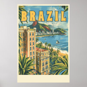 Rio de Janeiro, Brasilien Vintage resor Poster