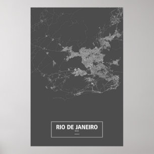 Rio de Janeiro, Brasilien (vit på svart) Poster