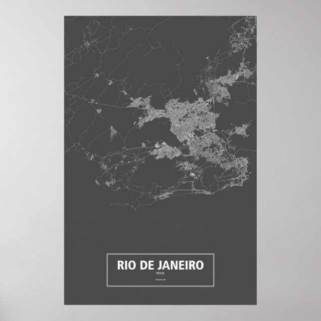 Rio de Janeiro, Brasilien (vit på svart) Poster (Framsidan)