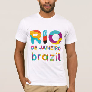 Rio De Janeiro Brasiliens färgstarka text T Shirt