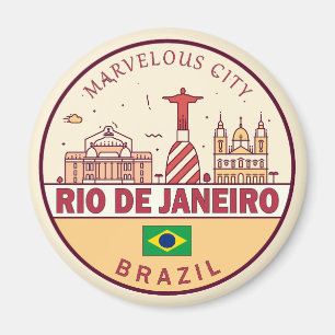 Rio de Janeiro Brasiliens stad Skyline Emblem Magnet