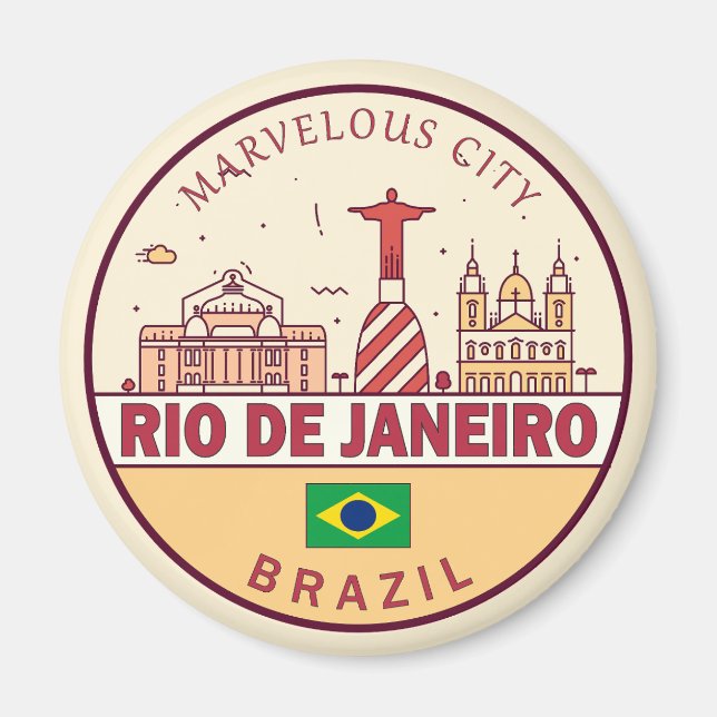 Rio de Janeiro Brasiliens stad Skyline Emblem Magnet (Framsidan)