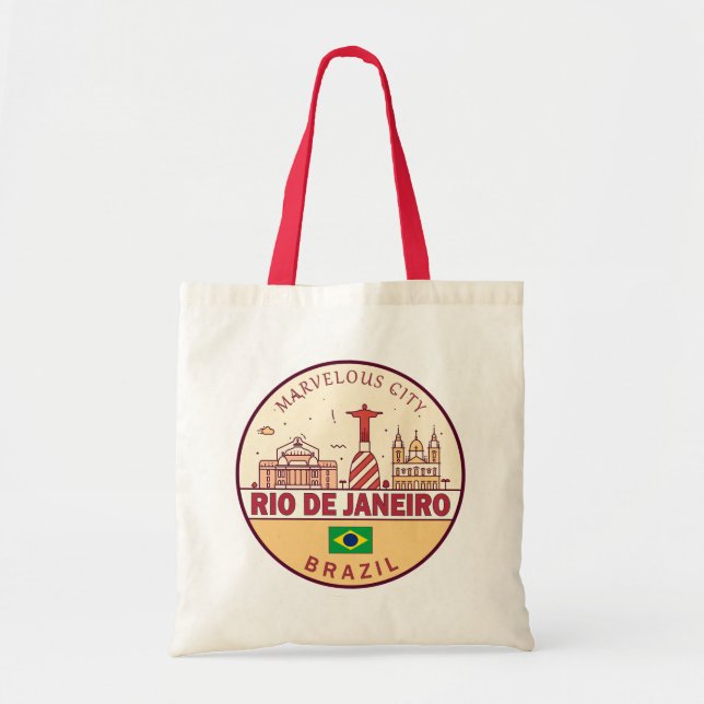 Rio de Janeiro Brasiliens stad Skyline Emblem Tygkasse (Framsidan)