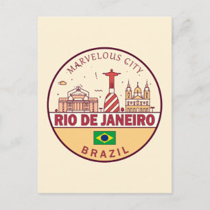 Rio de Janeiro Brasiliens stad Skyline Emblem Vykort