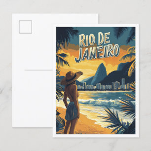 Rio de Janeiro Brasiliens Vintage Illustration Tra Vykort