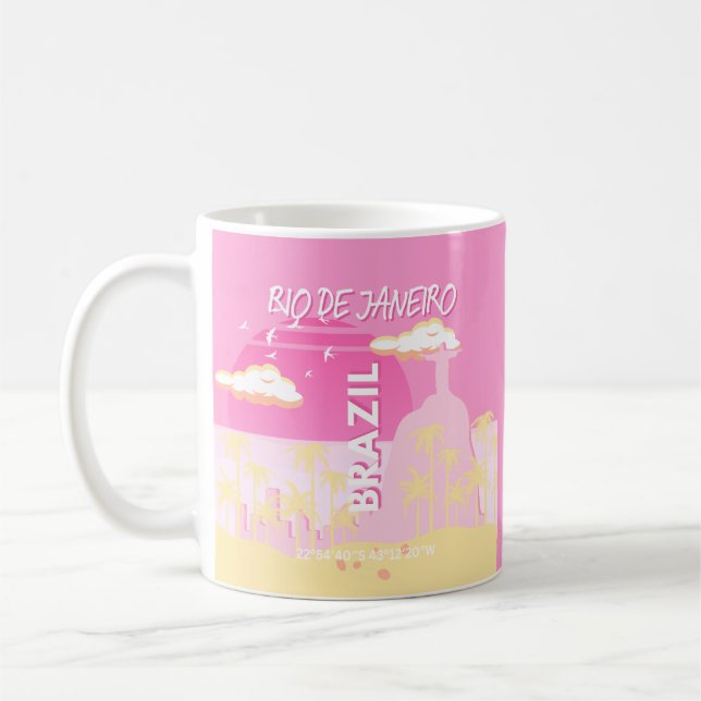 Rio de Janeiro Brazeiro Travel Art Rosa Illustrati Kaffemugg (Vänster)