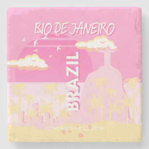 Rio de Janeiro Brazeiro Travel Art Rosa Illustrati Stenunderlägg