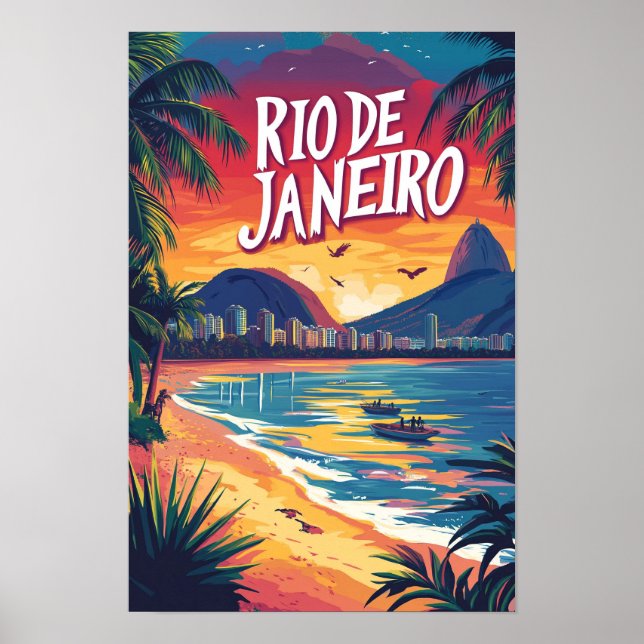 Rio de Janeiro Brazil Art Illustration Travel Poster (Framsidan)