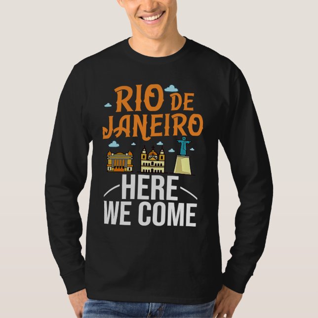 Rio de Janeiro Brazil City Trip Skyline Map Travel T Shirt (Framsida)