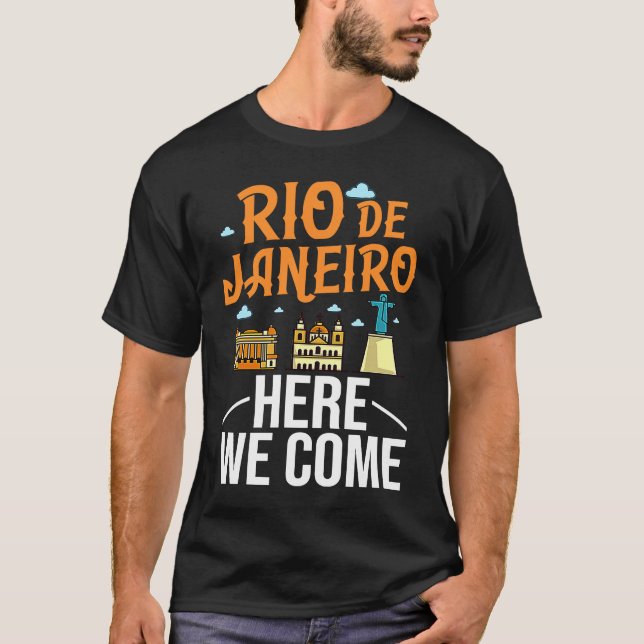 Rio de Janeiro Brazil City Trip Skyline Map Travel T Shirt (Framsida)