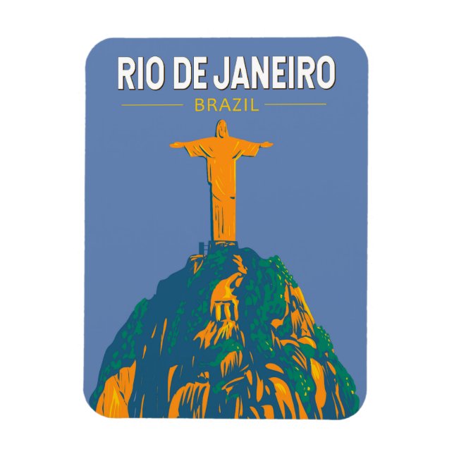 Rio De Janeiro Brazil Travel Art Vintage Magnet (Vertikal)