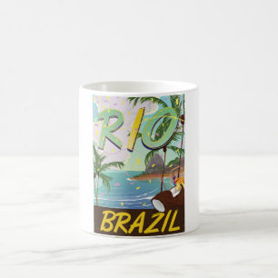 rio de janeiro Brazretro-färdsutskrift. Kaffemugg