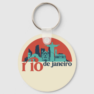 Rio De Janeiro City Skyline Vintage Cityscape Nyckelring
