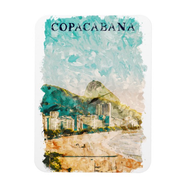 Rio de Janeiro Copacabana Beach Painting Magnet (Vertikal)