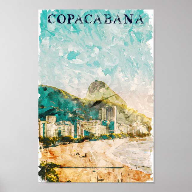 Rio de Janeiro Copacabana Beach Painting Poster (Framsidan)