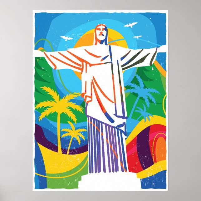 Rio de Janeiro Cristo Redentor Brasilien Colorful Poster (Framsidan)