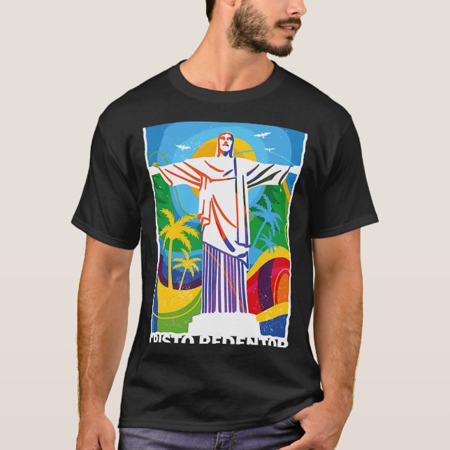 Rio de Janeiro Cristo Redentor Brasilien Skyline S T Shirt (Framsida)