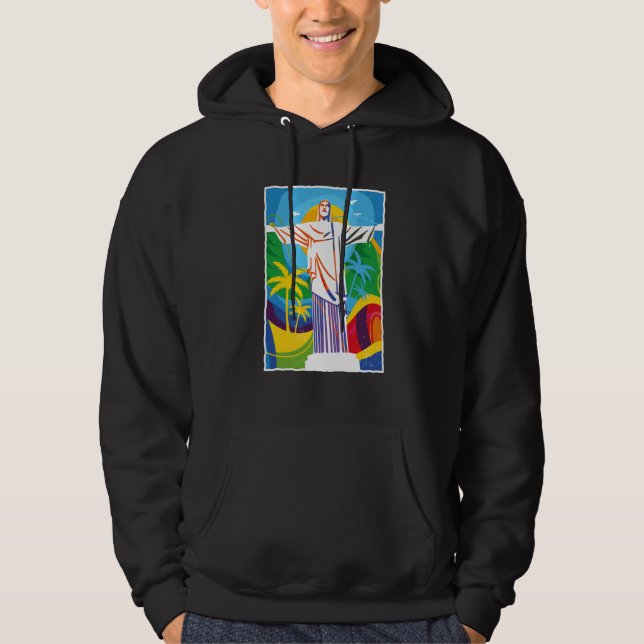 Rio de Janeiro Cristo Redentor Brazil Skyline Silh Hoodie (Framsida)