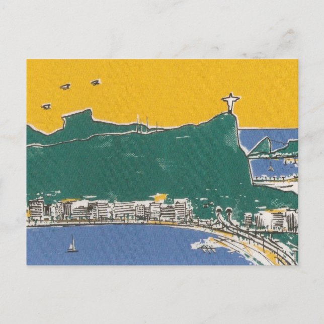 Rio de Janeiro grönt och gult Brasil Vykort (Framsida)