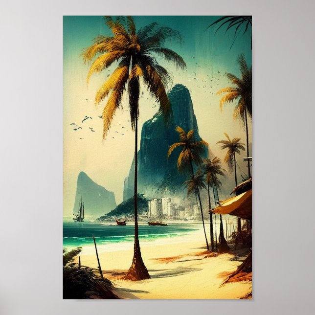Rio de Janeiro, Handflatan Träd Wall Art Poster (Framsidan)