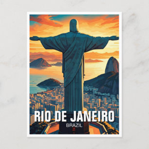 Rio de Janeiro Kristus Redeemer Sunset Vykort