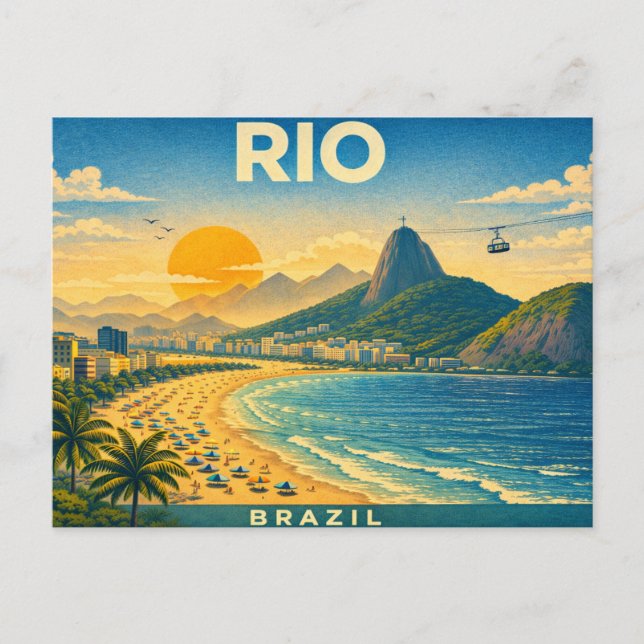 Rio de Janeiro Retro Travel Postcard Vykort (Framsida)