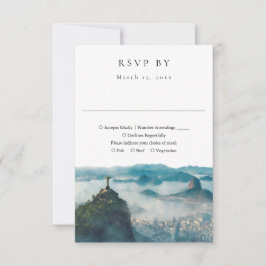 Rio de Janeiro Skyline Watercolor Wedding OSA Kort