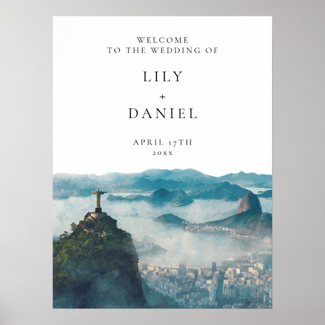 Rio de Janeiro Skyline Wedding Welcome Sign Poster (Framsidan)