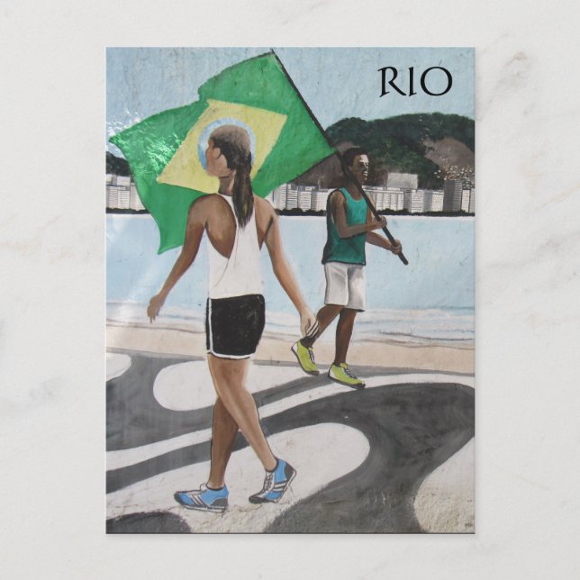 rio de janeiro-stranden flaggor vykort (Framsida)