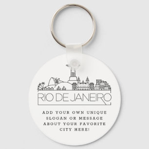 Rio de Janeiro Styliche Skyline  Anpassningsbar Sl Nyckelring