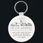 Rio De Janeiro Stylized Skyline | Anpassningsbar S Nyckelring<br><div class="desc">En unik nyckelring som representerar den vackra staden Rio De Janeiro i Brasilien. Den här nyckelkedjan har en stiliserad illustration av stadens unika skylt med namn under. Under staden är namn en plats för din unika slogan eller påstående om din favoritstad.</div>