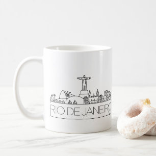 Rio De Janeiro Stylized Skyline Coffee Mugg