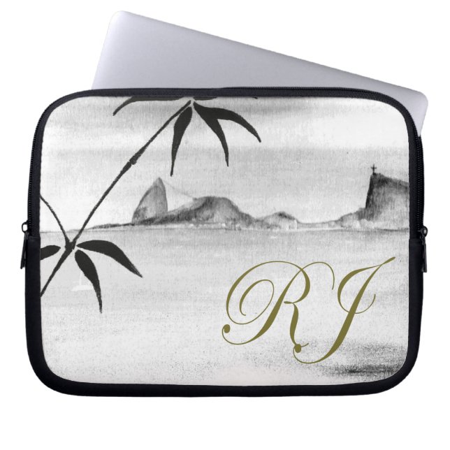 Rio de Janeiro, svart och vitt landskap Laptop Fodral (Framsidan)