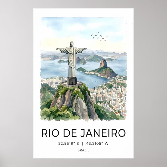 Rio de Janeiro Väggkonst Akvarell Kristus den (Framsidan)