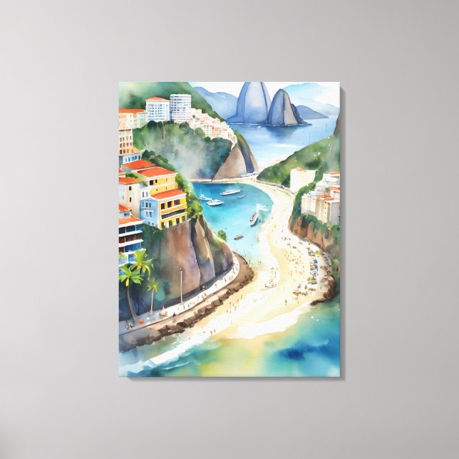 Rio De Janeiro vattenfärgsart Canvastryck (Framsida)