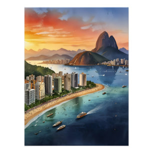 Rio De Janeiro vattenfärgsart Fototryck