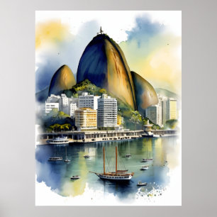 Rio De Janeiro vattenfärgsart Poster